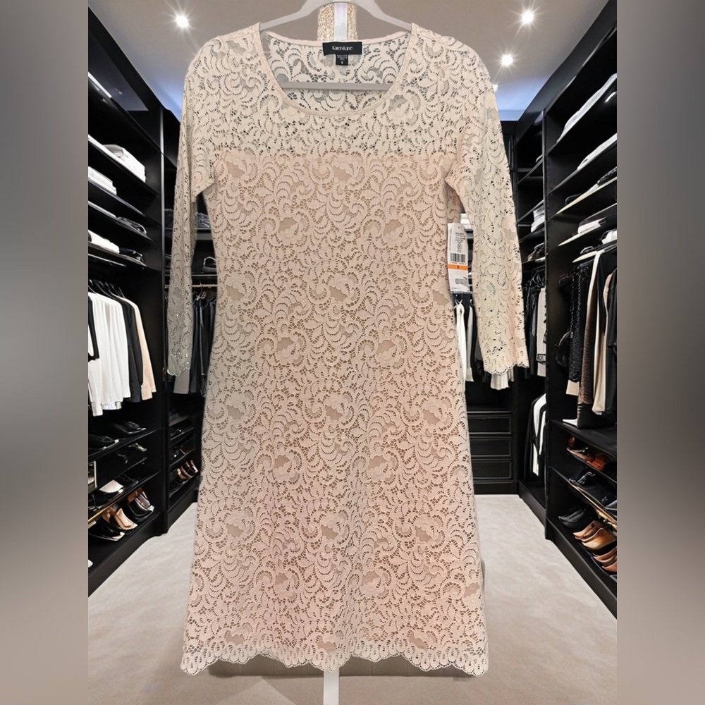 New Karen Kane Elegant Cream Lace Dress - Picture 4 of 7